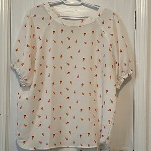 LOFT Cream Ice Cream Print Blouse